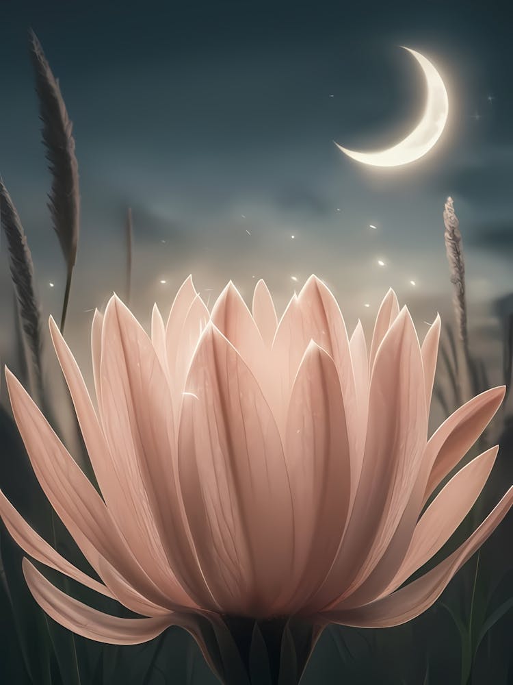 Lotus Flower With Moon