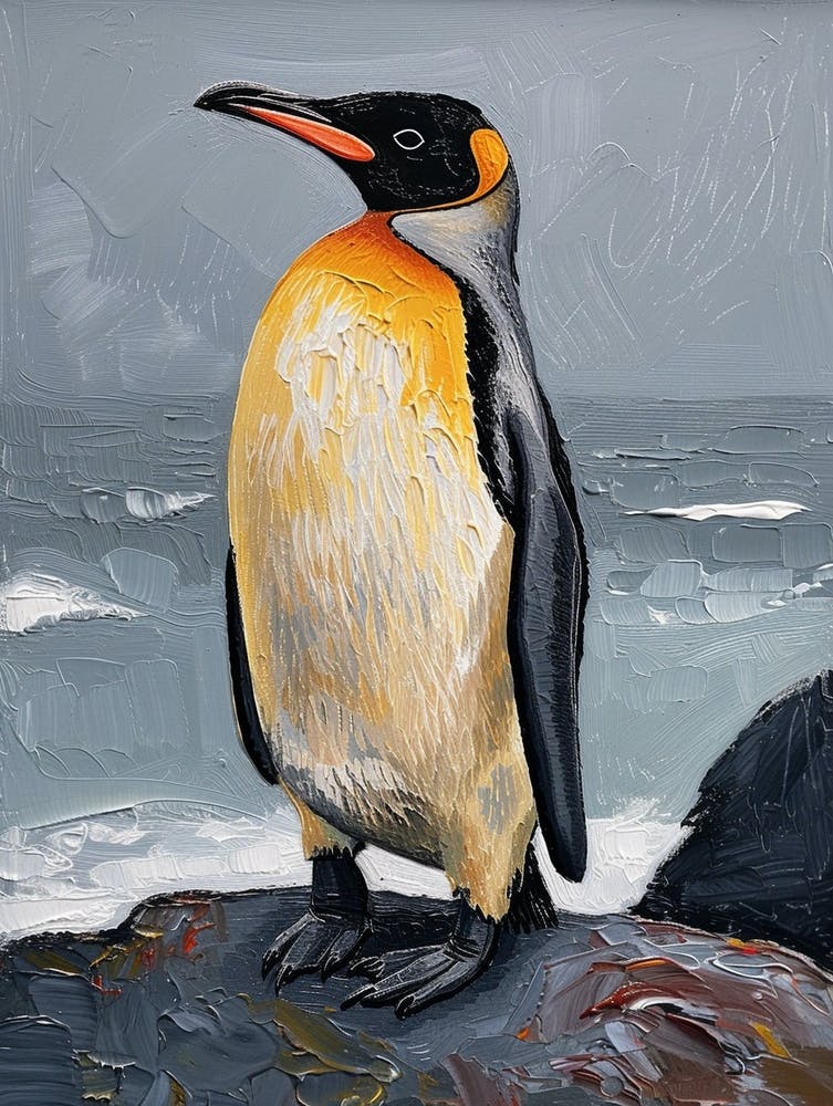 Galapagos Penguin Gold Harbour Colour Block Painting 1