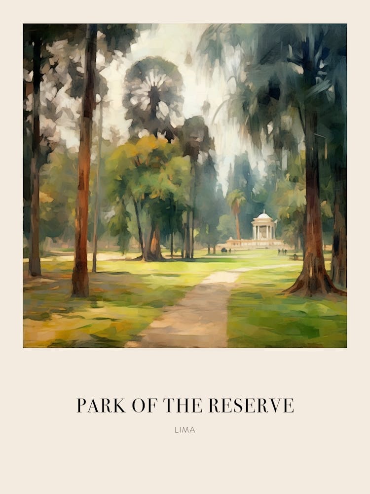 Park Of The Reserve Lima Peru Vintage Cezanne Inspired Poster