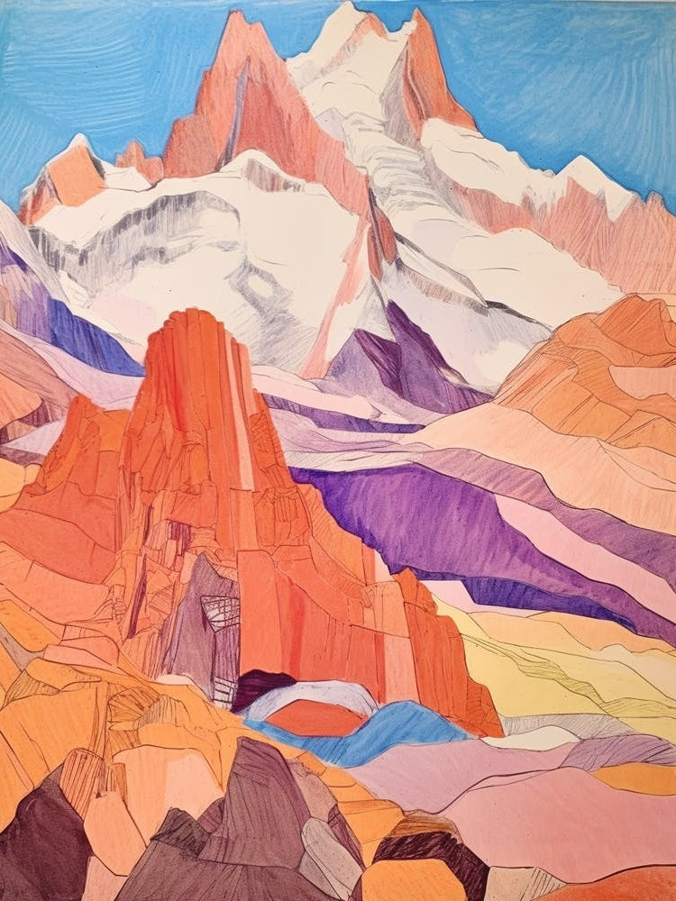 Aoraki New Zealand 3 Colourful Mountain Illustration