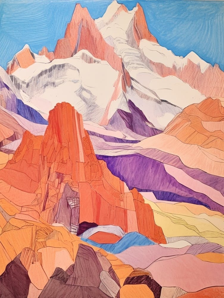 Aoraki New Zealand 3 Colourful Mountain Illustration