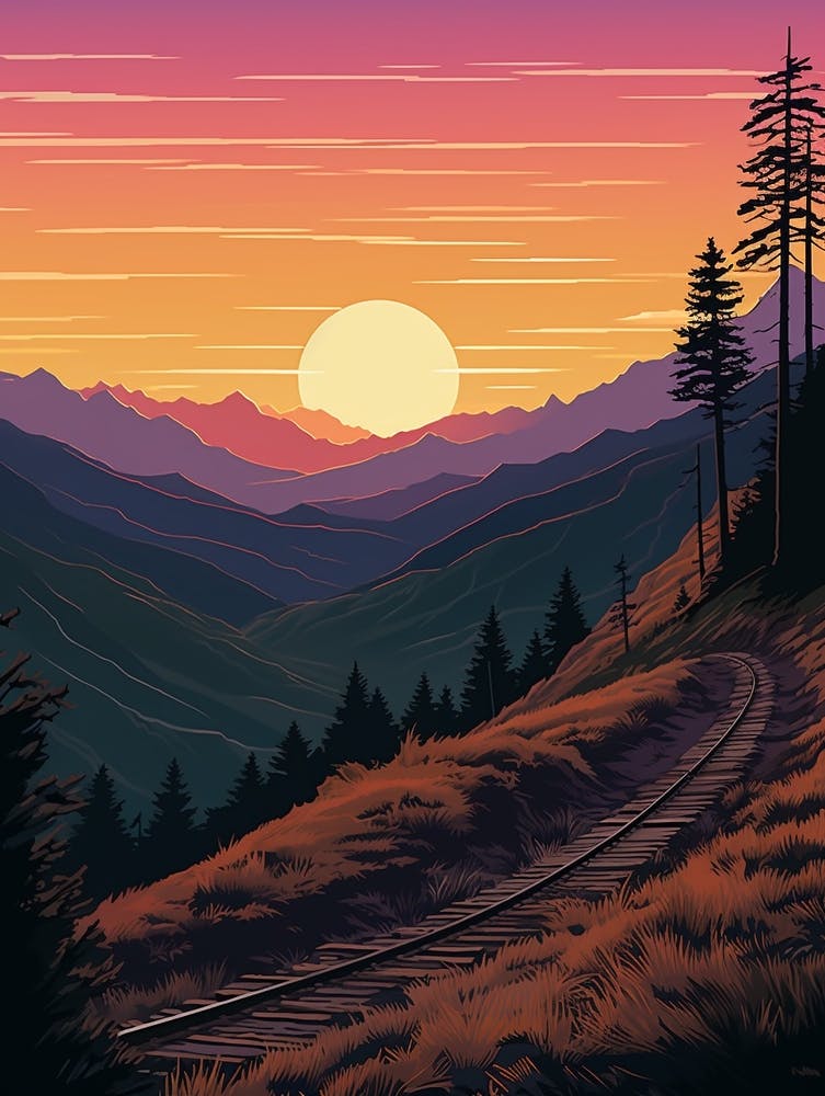 Dusky Track New Zealand Illustration de voyage vintage
