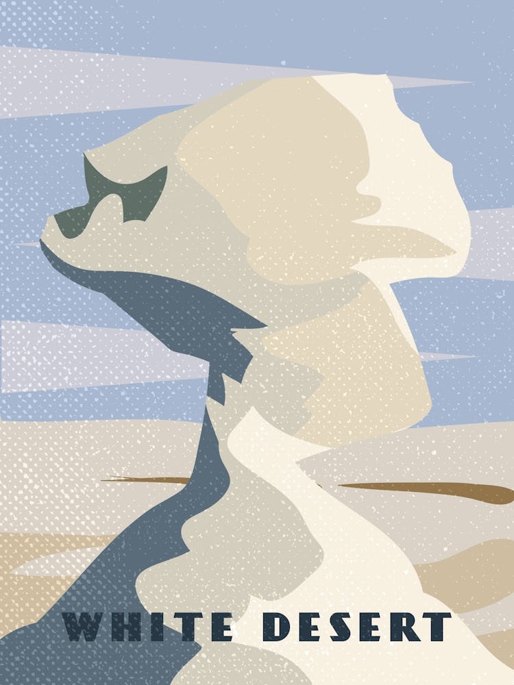 White desert. Egypt — Retro travel minimalist poster
