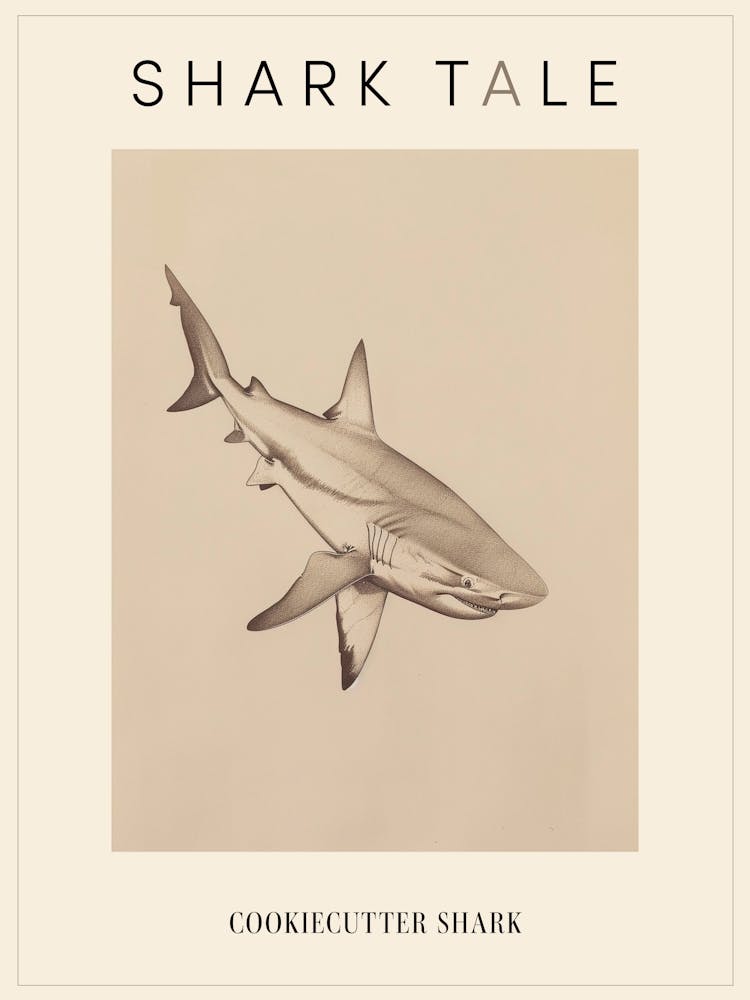 Cookiecutter Shark Vintage Illustration 6 Poster
