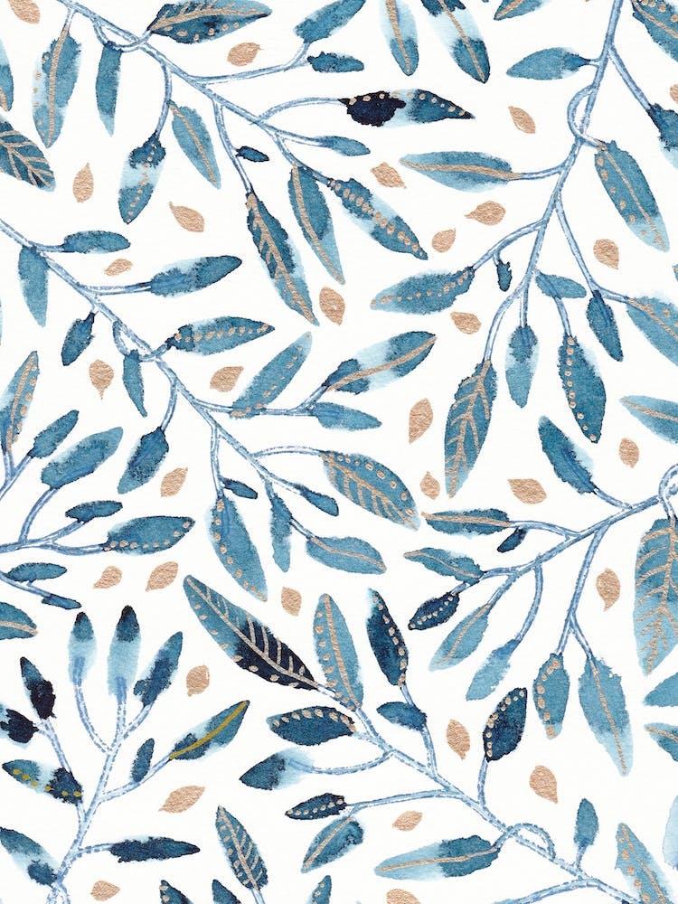 Floral Indigo et Or 1