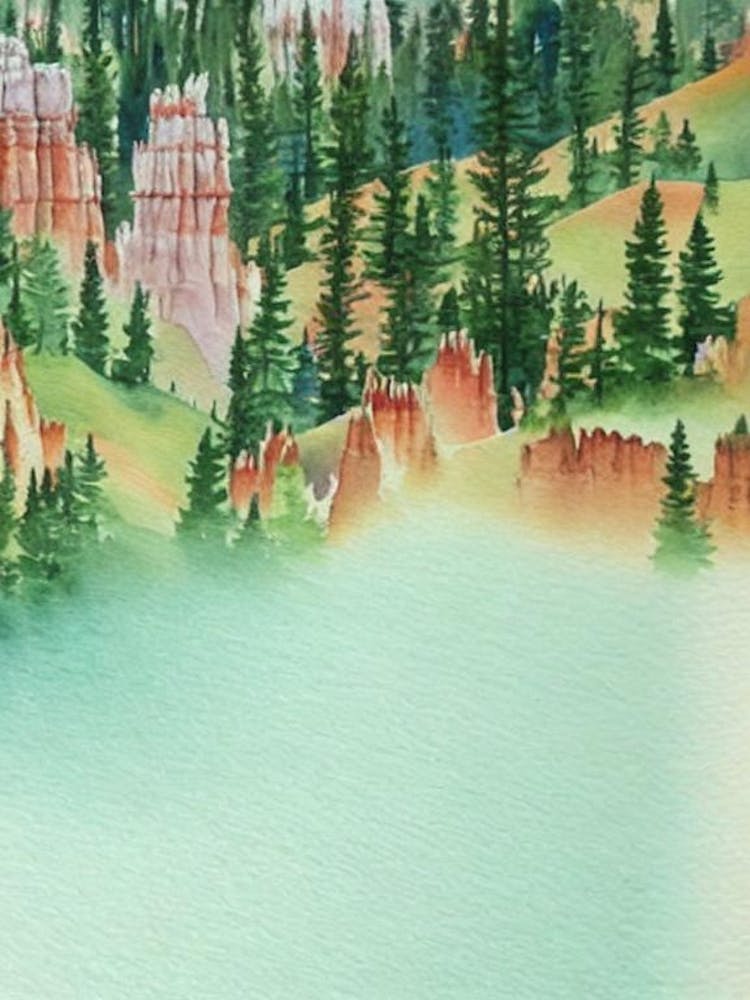 Bryce Canyon National Park United States Of America Water Colour Poster