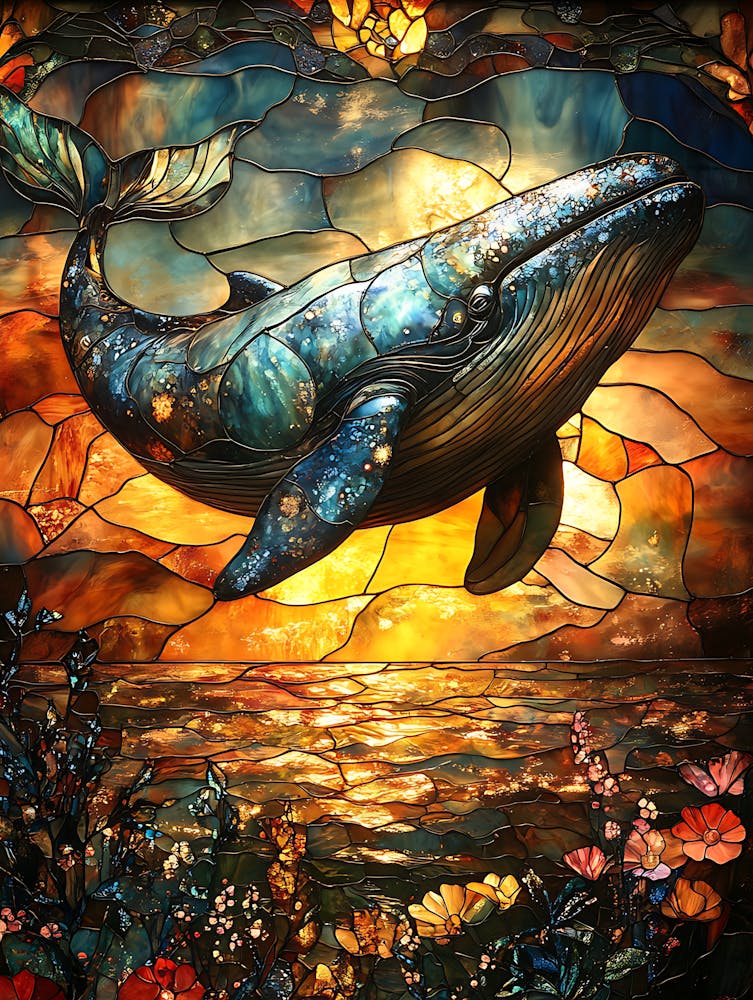 Stunning Stained Glass Whale 15