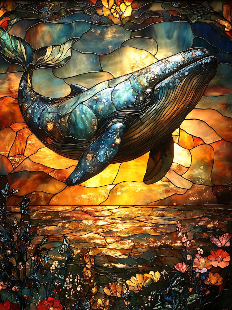Stunning Stained Glass Whale 15