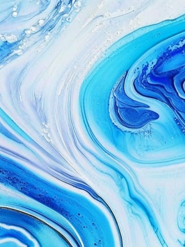 Water Inspired Fantasy Or Surrealistic Art Waterscape Marble Acrylic Painting 1