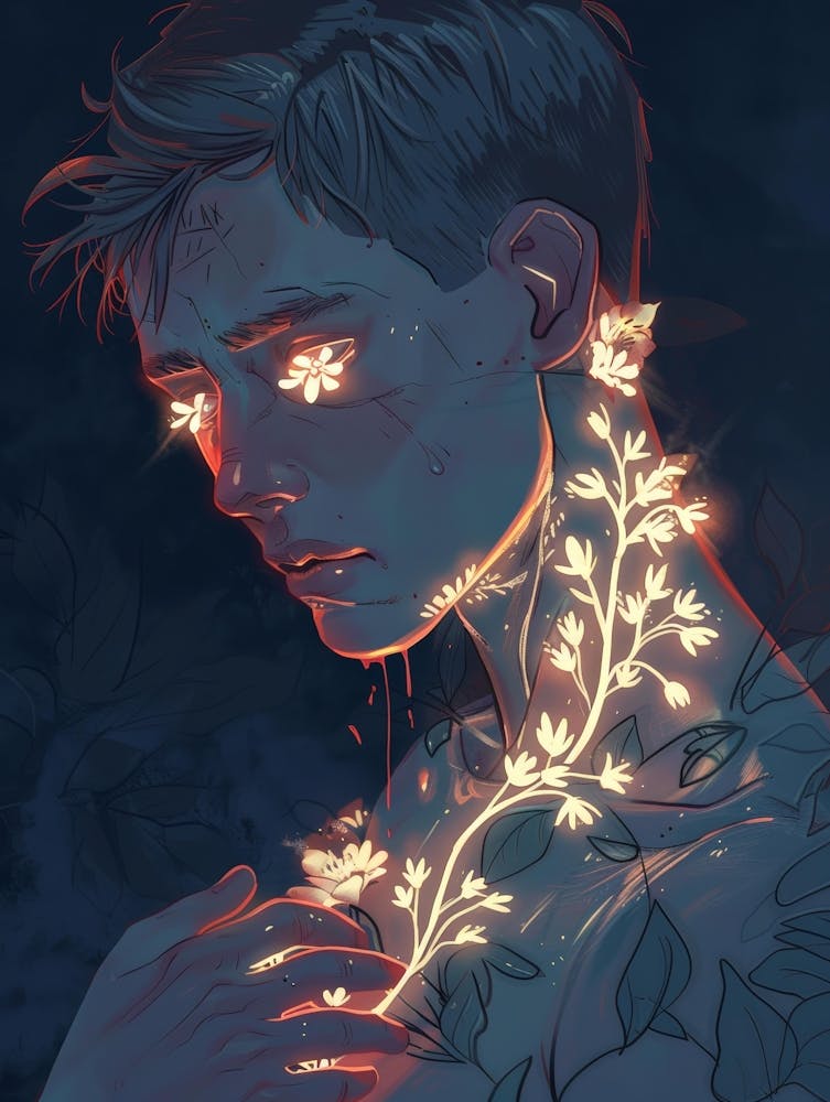 Boy With Flowers On His Chest