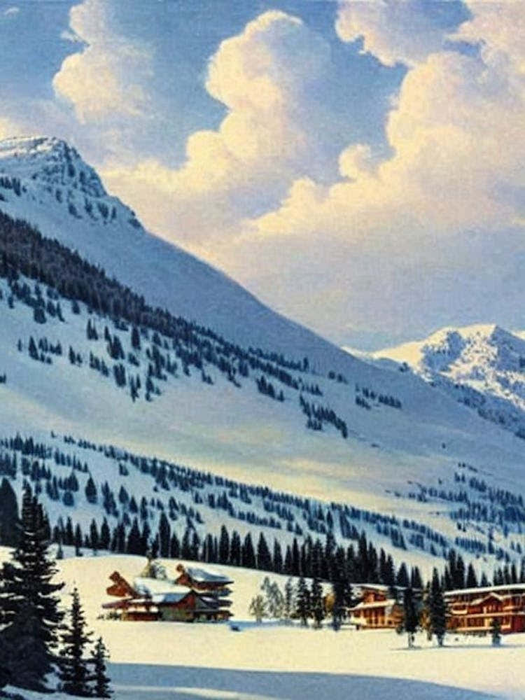 Les Trois Vallées, France Ski Resort Vintage Landscape 1 Skiing Poster