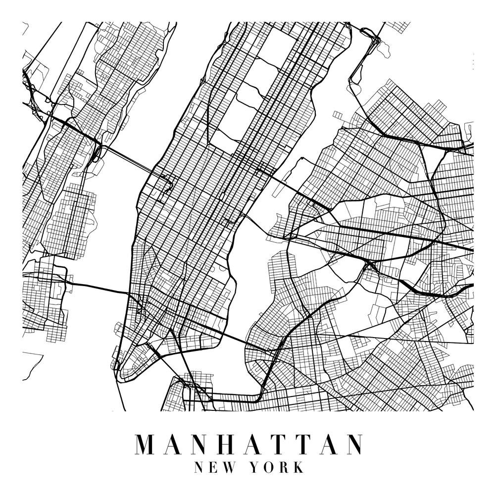 Manhattan New York Street Map Minimal Square