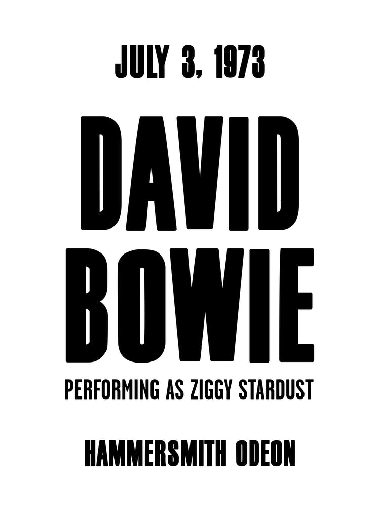David Bowie As Ziggy Stardust 1969 Concert Poster