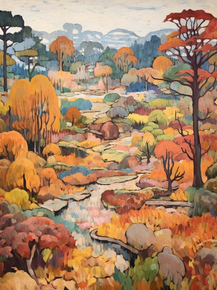 Autumn Gardens Painting Rikugien Gardens Japan 1