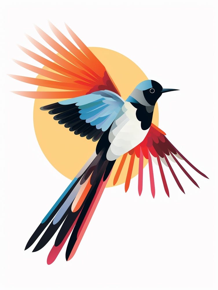 Colourful Geometric Bird Magpie 2
