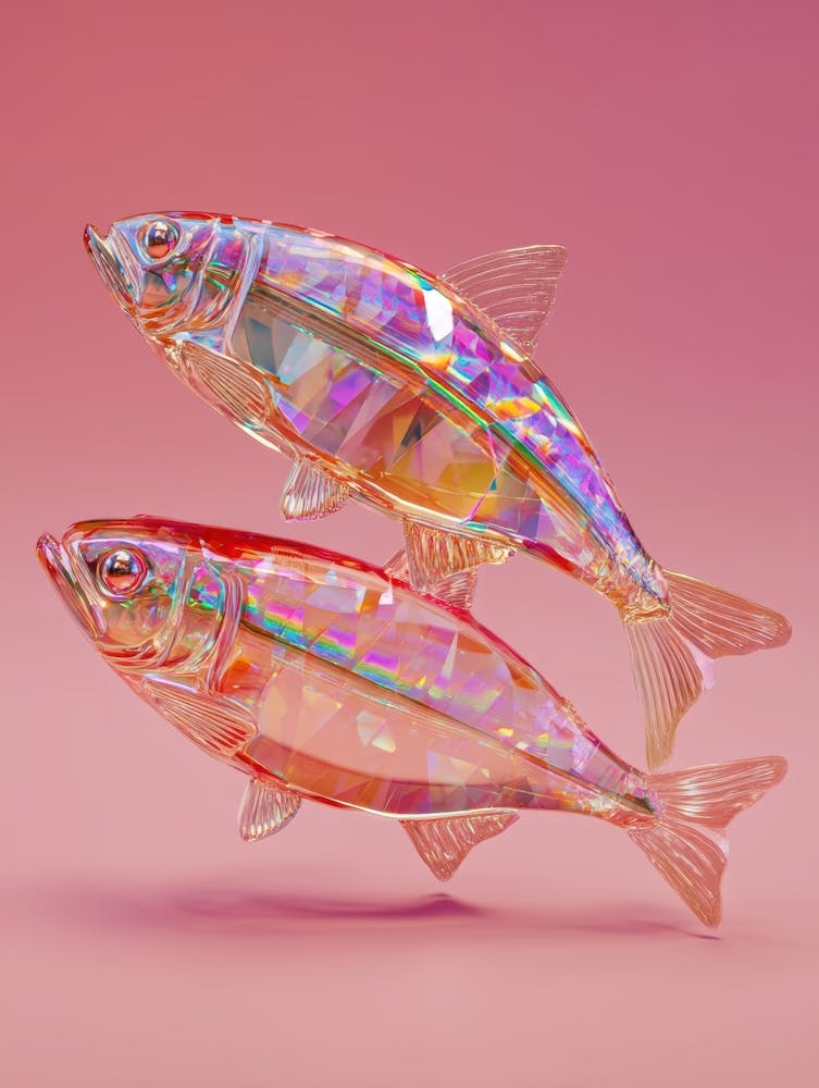 Two Fish On A Pink Background 2