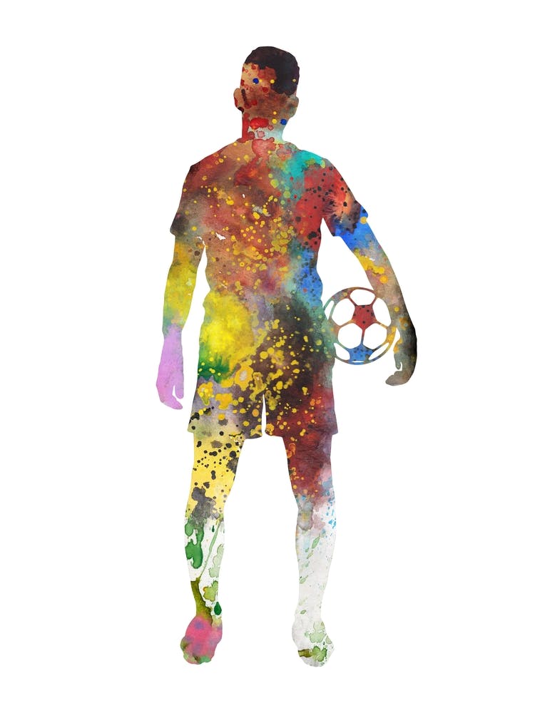 Male Soccer Player Watercolor Football 2