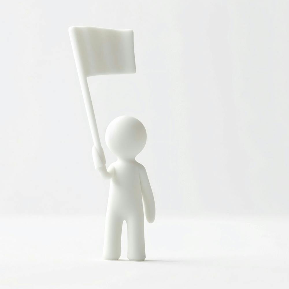 White Man Holding A White Flag