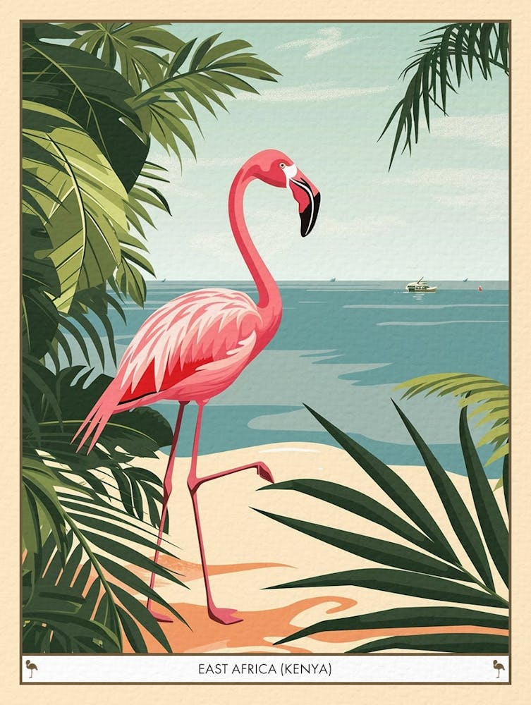 Greater Flamingo East Africa Kenya Tropical Illustration 1 Poster