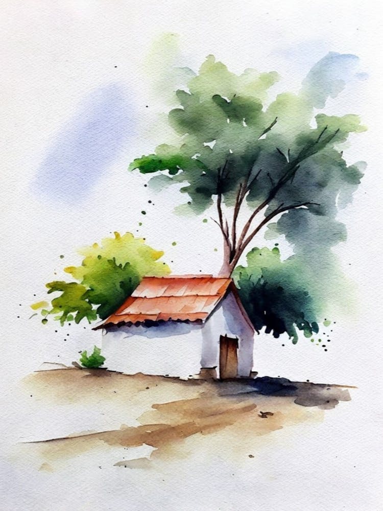 Watercolor Of A House