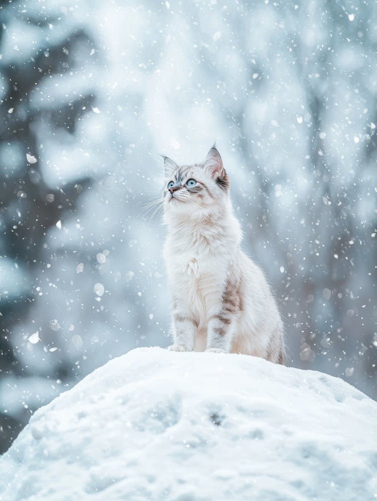 Cat In The Snow. Generated with AI.