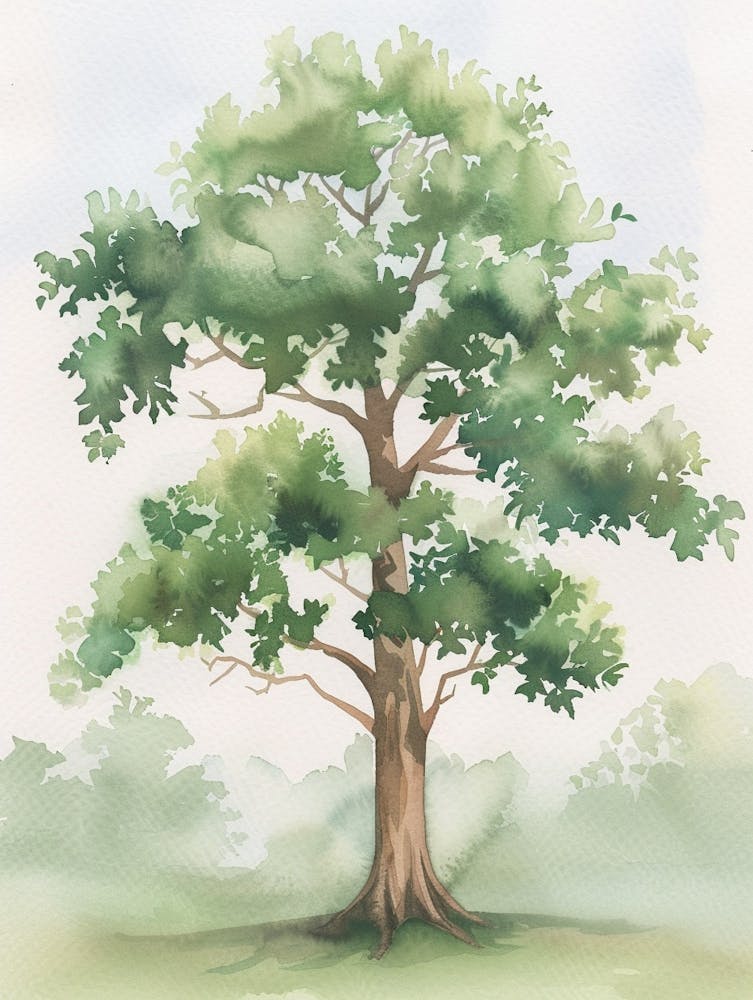 Mahogany Tree Atmospheric Watercolour Painting 2