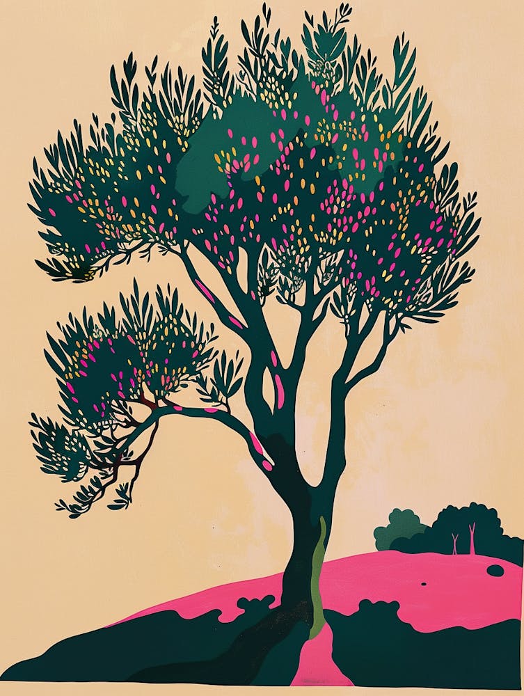 Olive Tree Colourful Illustration 3