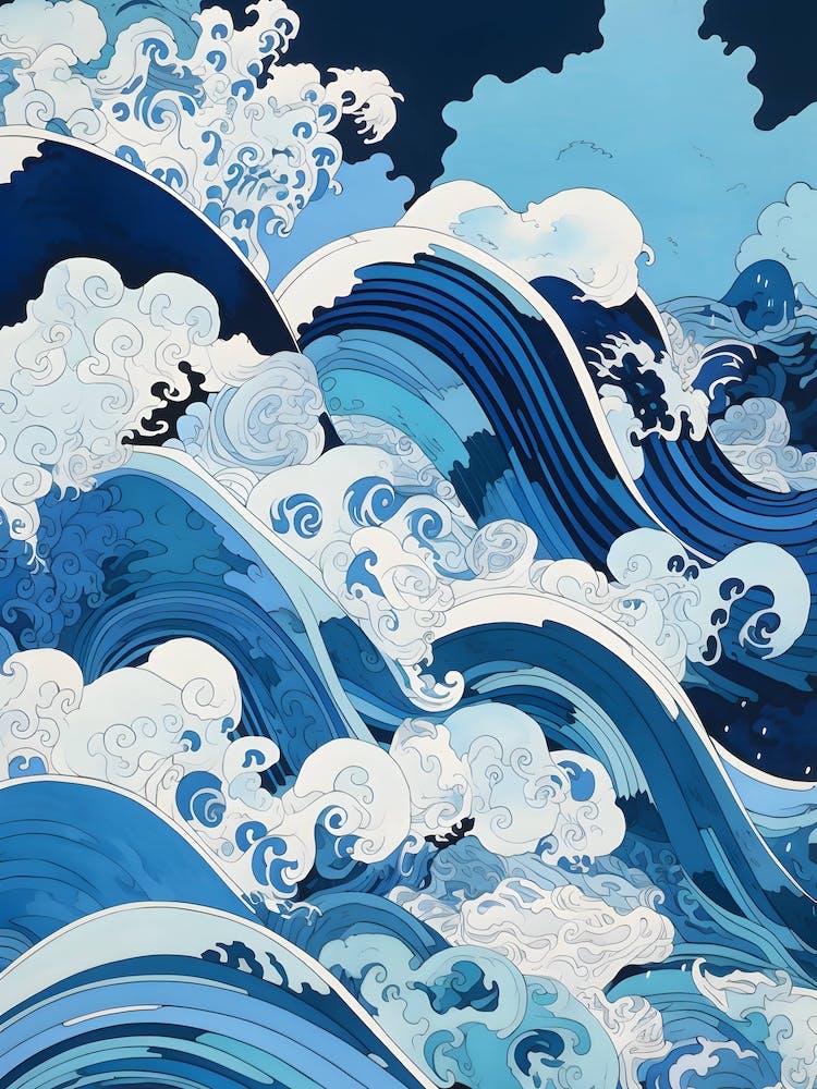 Bright Blue Great Wave