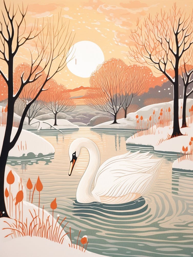 Winter Bird Painting Swan 4