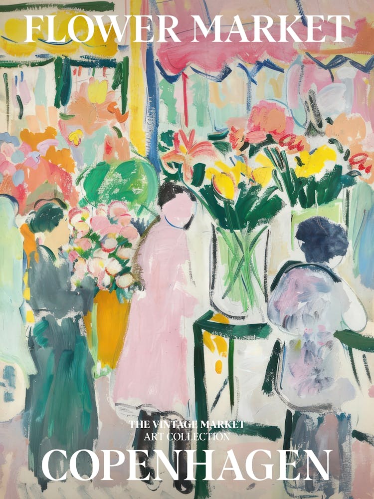 Vintage Flower Market Painting Copenhagen 2