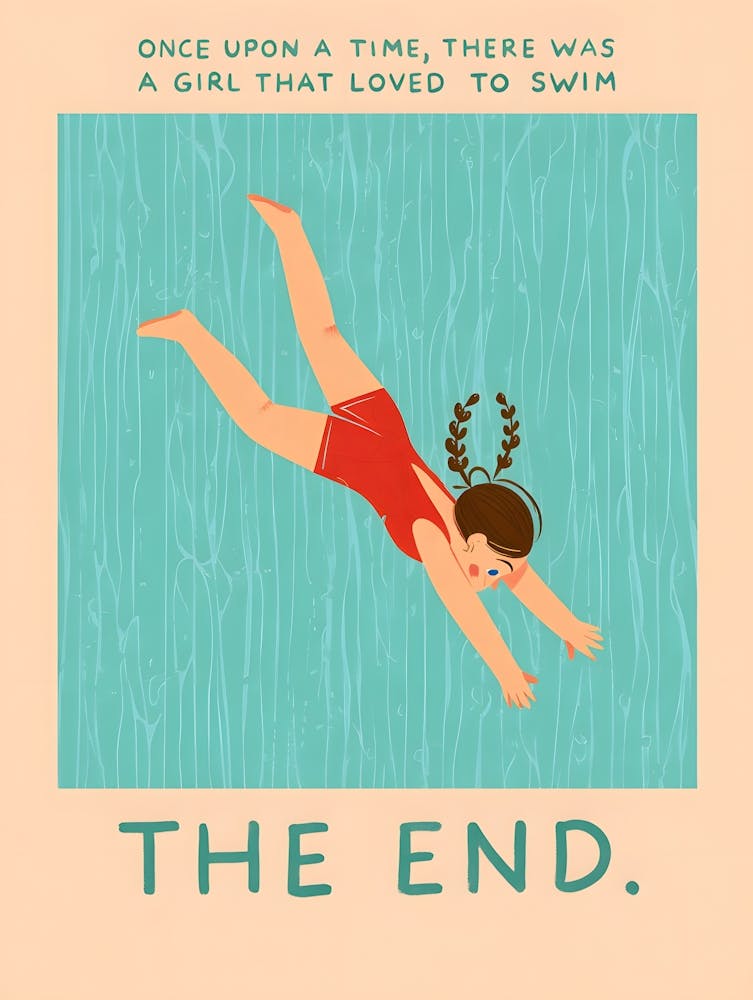 Once Upon a Time... Loved to Swim Print - Girl Diving