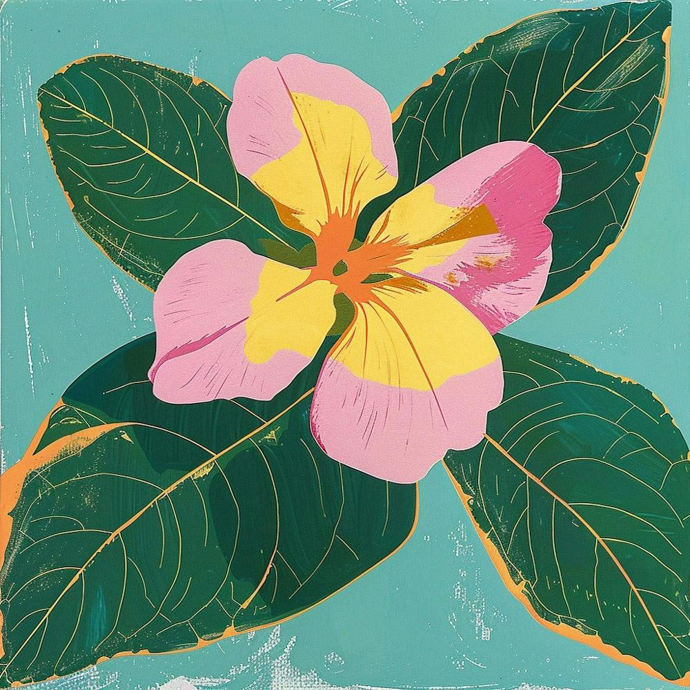 Impatiens 2 Square Flower Illustration