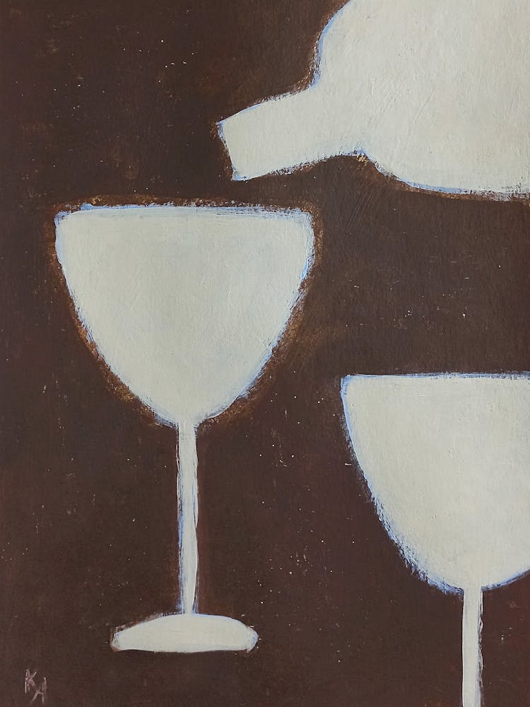 Abstract glass of wine, Classic kitchen decor, Mid century modern, Vintage
