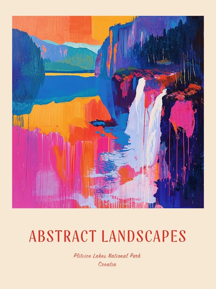 Colourful Abstract Plitvice Lakes National Park Croatia 1 Poster