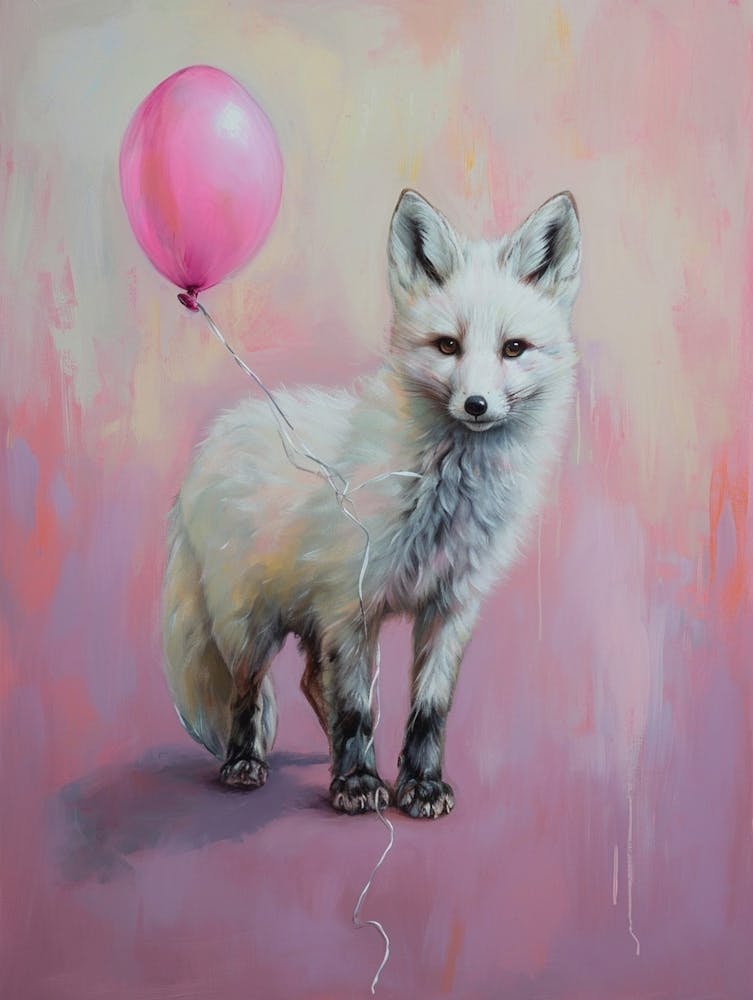 Niedlicher Polarfuchs 3 mit Ballon