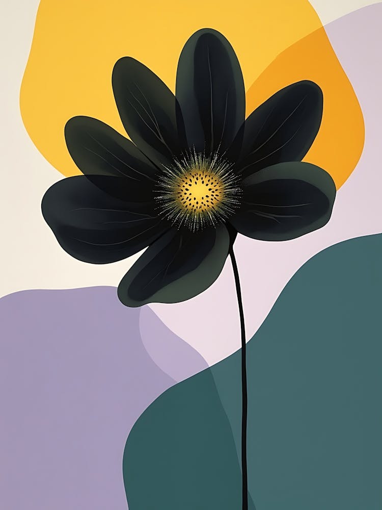 Simplistic Wildflower Silhouette in Taupe