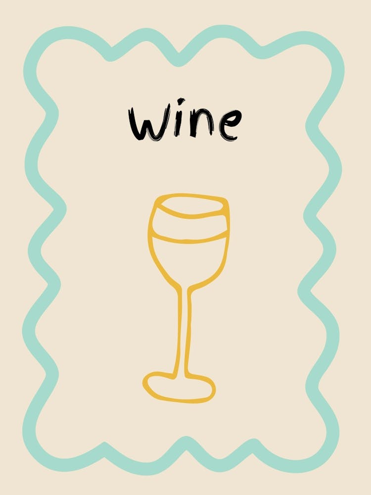 Wine Doodle Poster Teal & Orange