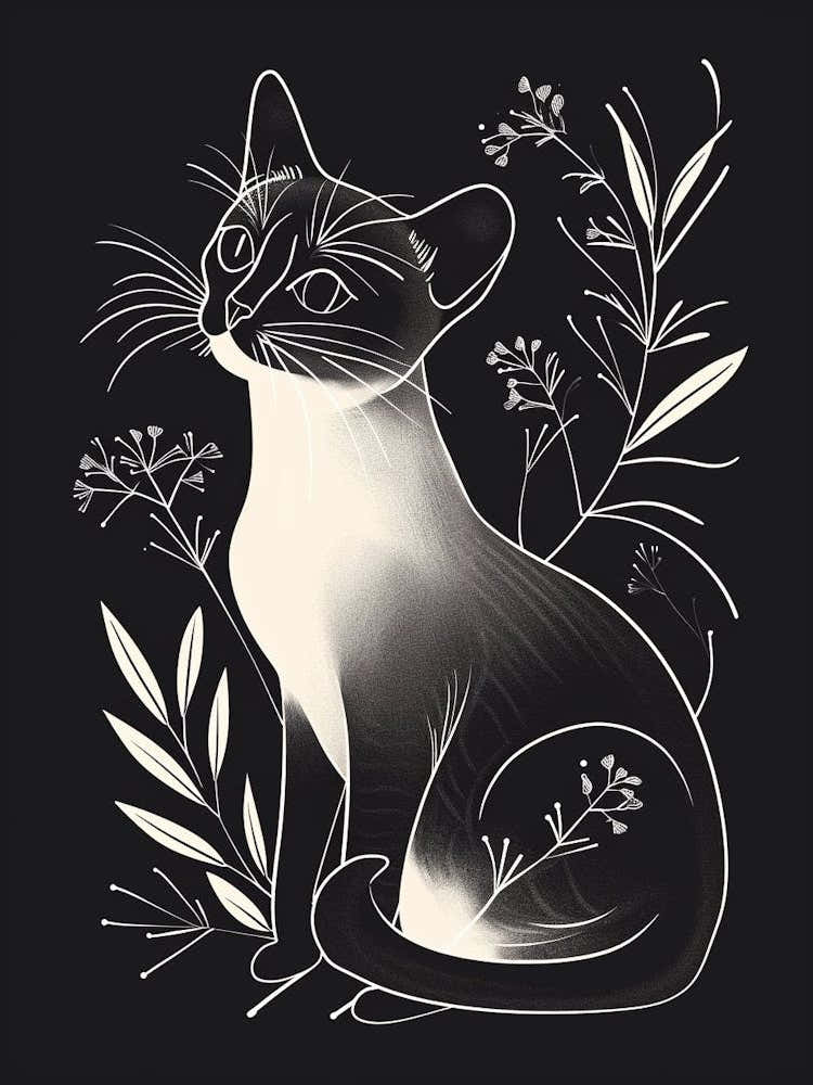 Siamese Cat Minimalist Illustration 1