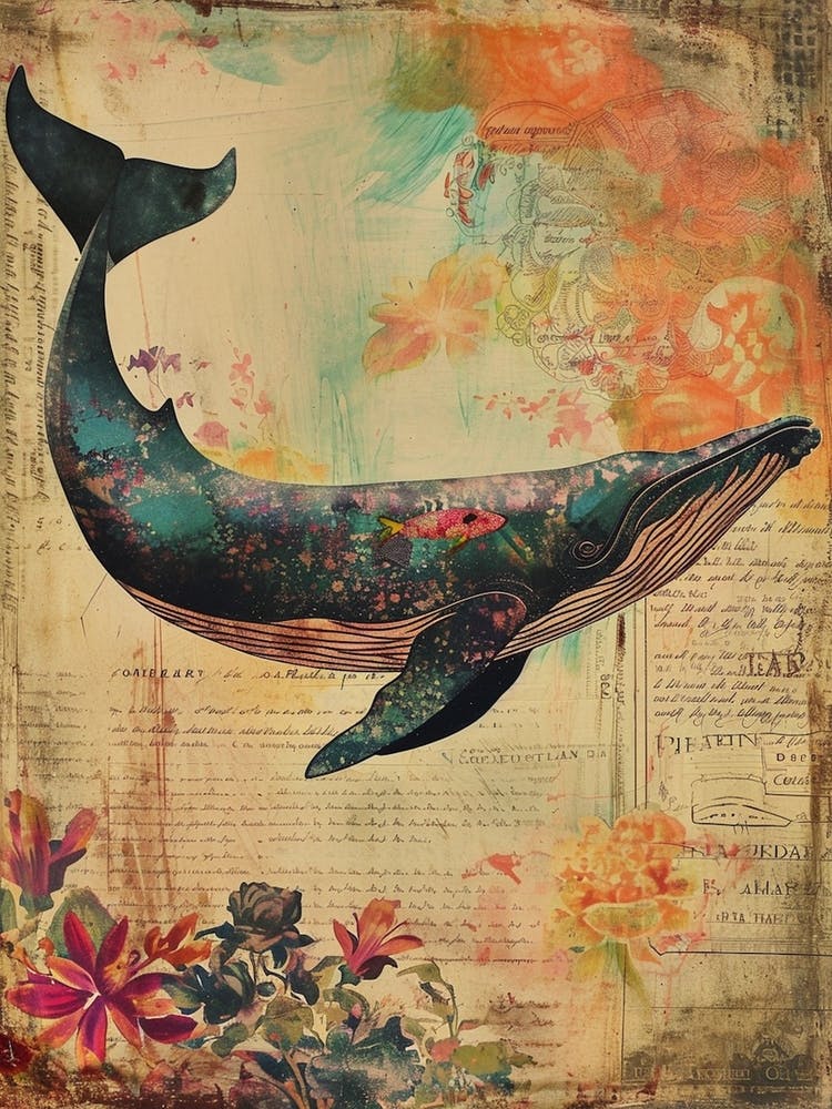 Vintage Whale Kitsch Collage 2