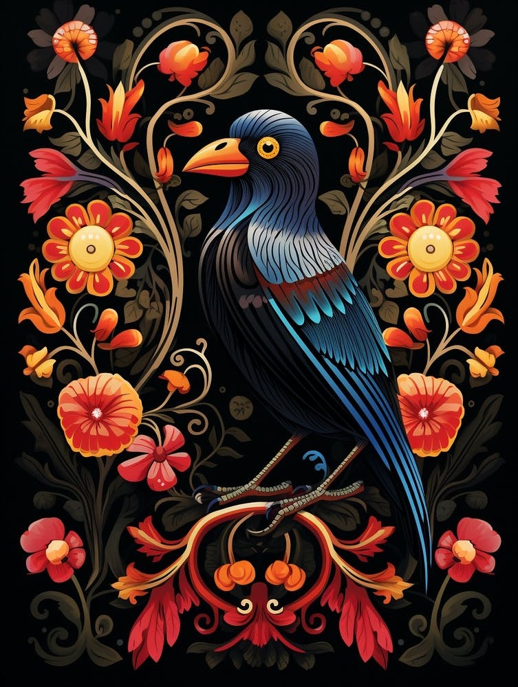 Folk Bird Illustration Crow 7