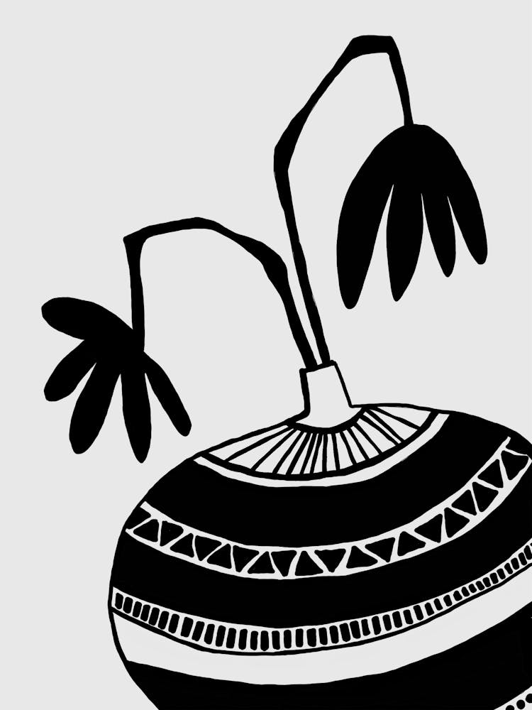 Abstract Flowers in an ornate Vase