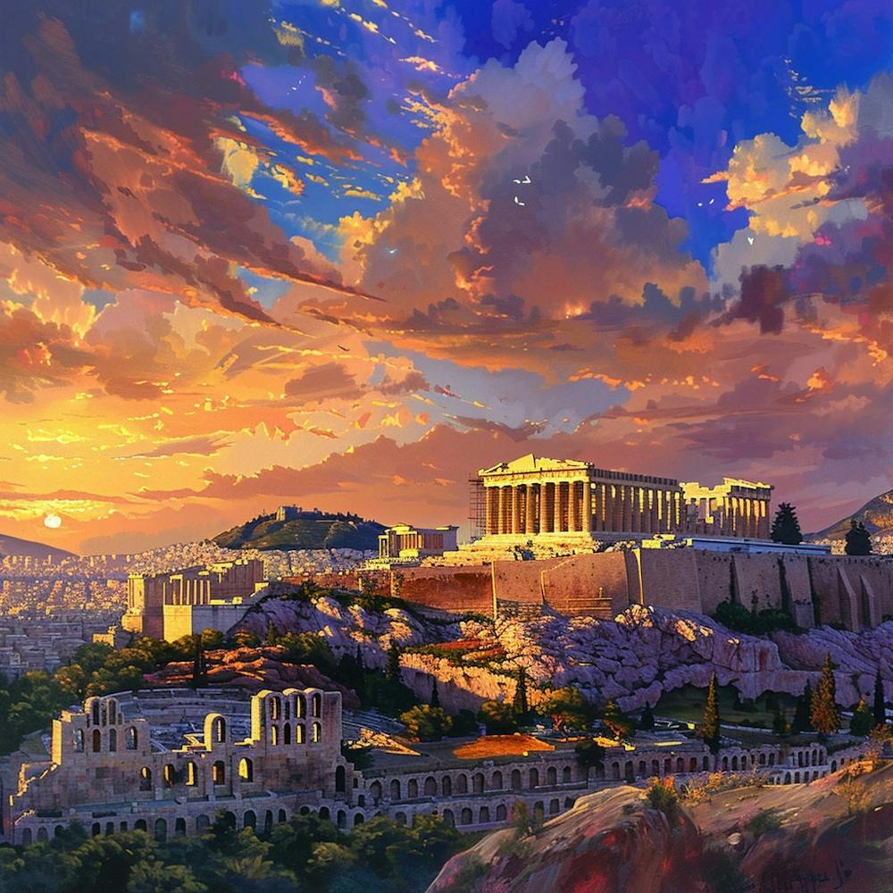 Athens At Sunset