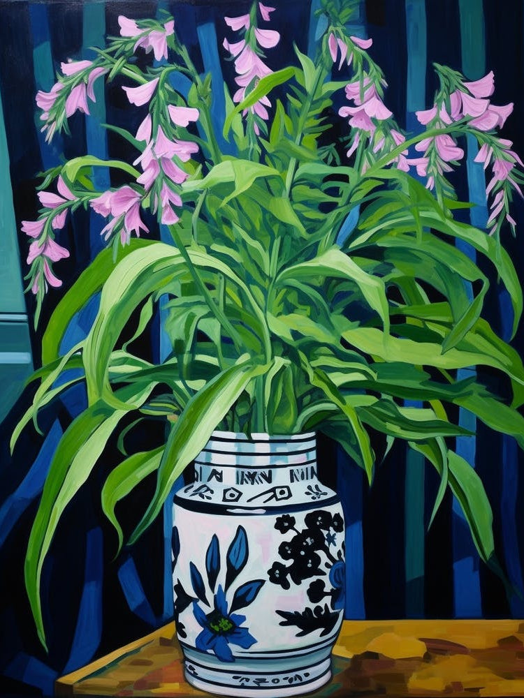 Flowers In A Vase Still Life Painting Lobelia 1