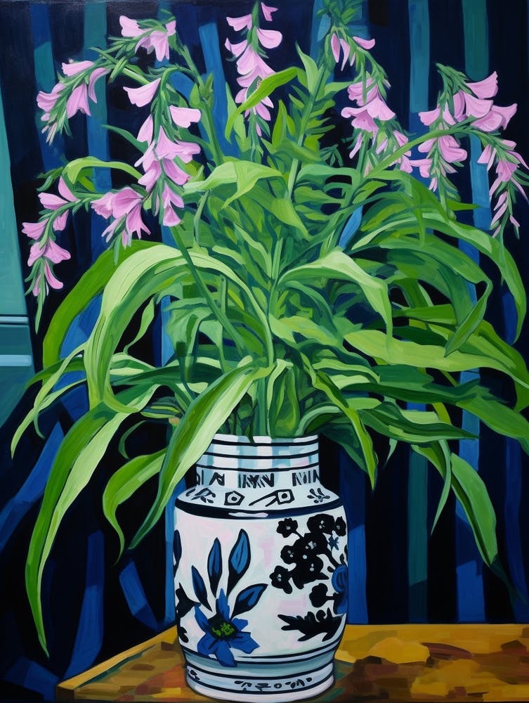 Flowers In A Vase Still Life Painting Lobelia 1