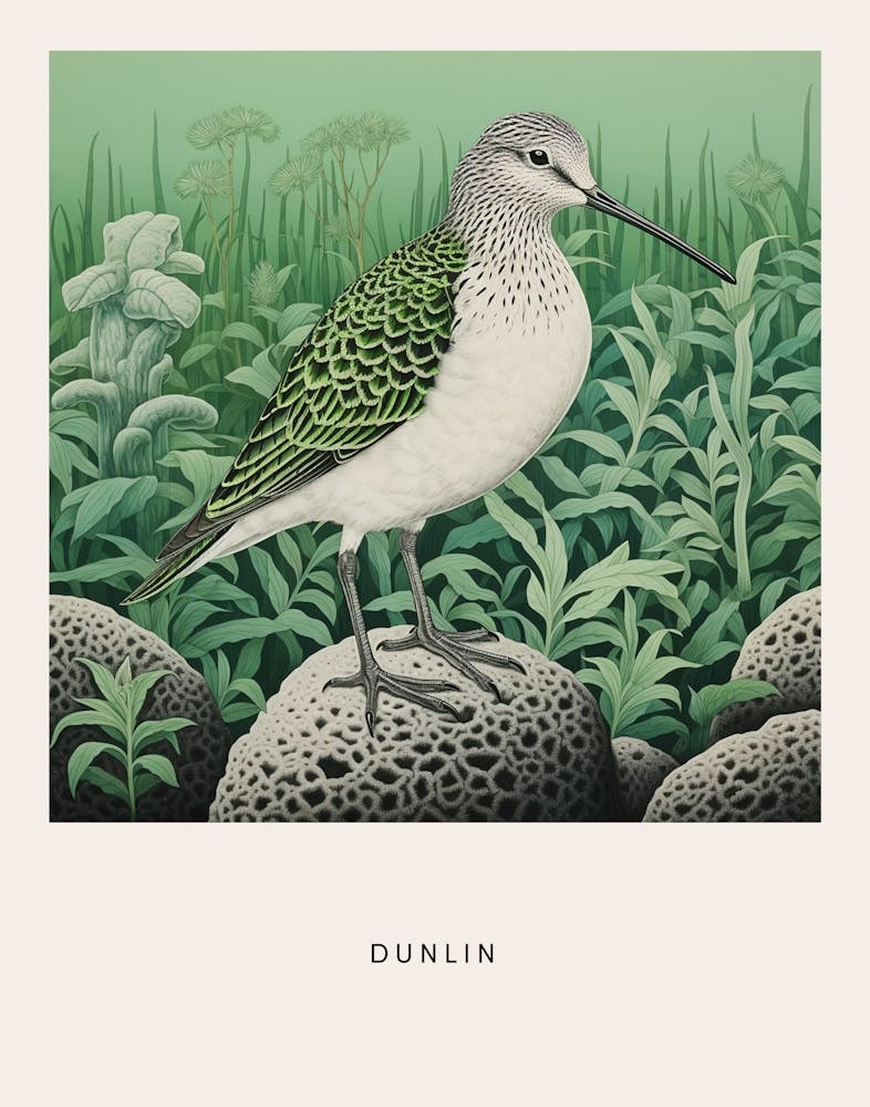 Ohara Koson Inspired Bird Painting Dunlin 1 Poster