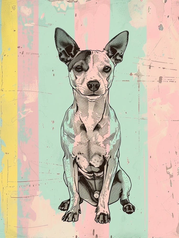 Pastel Basenji Dog Pastel Line Illustration  1