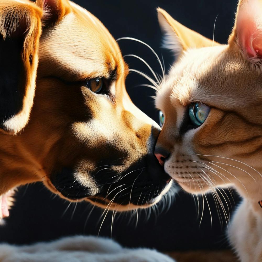 Cat And Dog Kissing