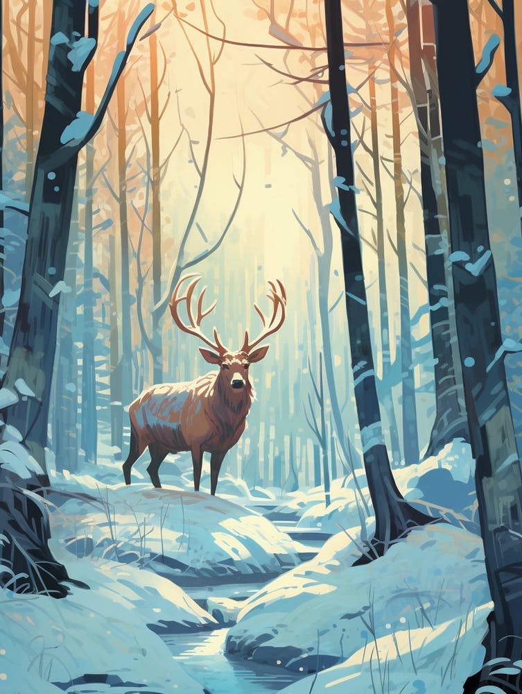Winter Moose 3 Illustration