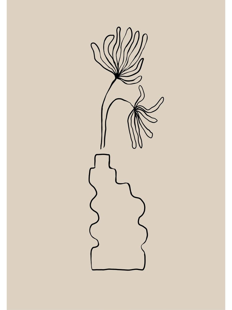 Vase Of Flowers Line Drawing