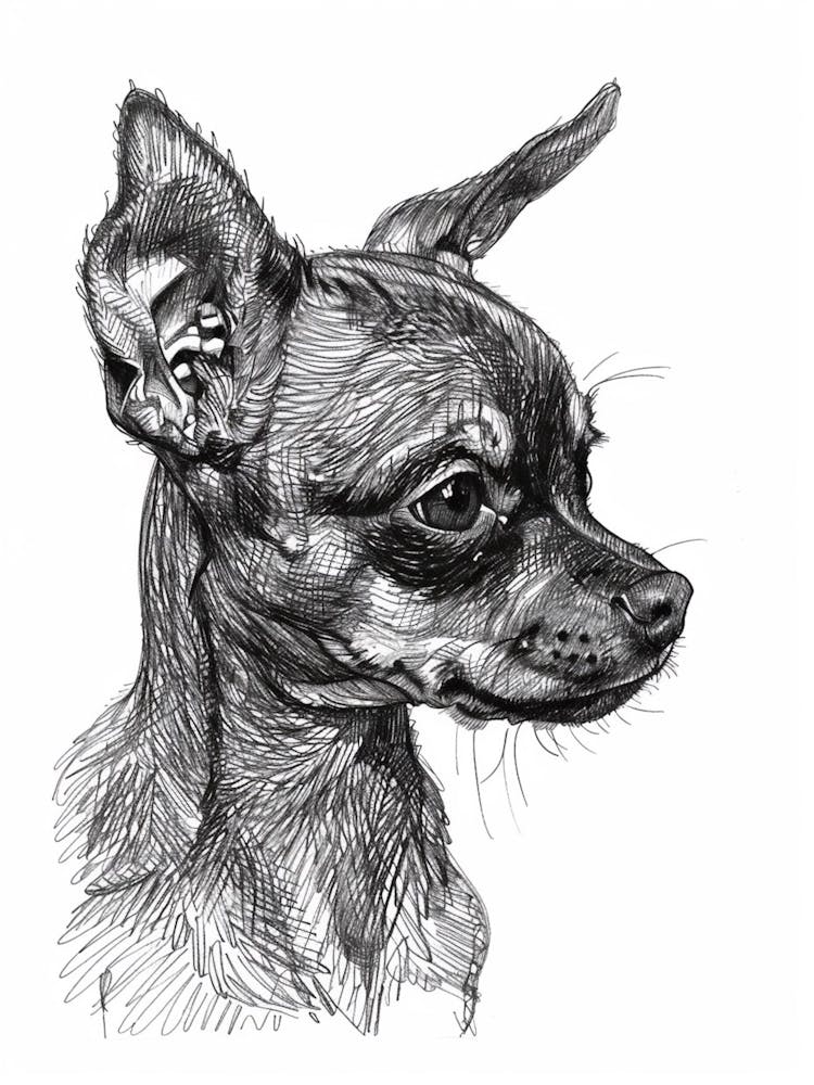 Miniature Pinscher Dog Line Sketch 4